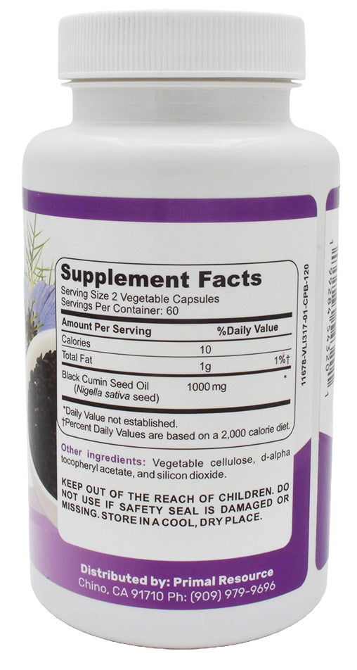 Primal Resource Black Seed Oil Capsules – 1000mg Cold-Pressed Nigella Sativa – Immune, Joint & Digestive Support – Rich in Thymoquinone – Non-GMO, Gluten-Free, Made in USA - 2 months supply