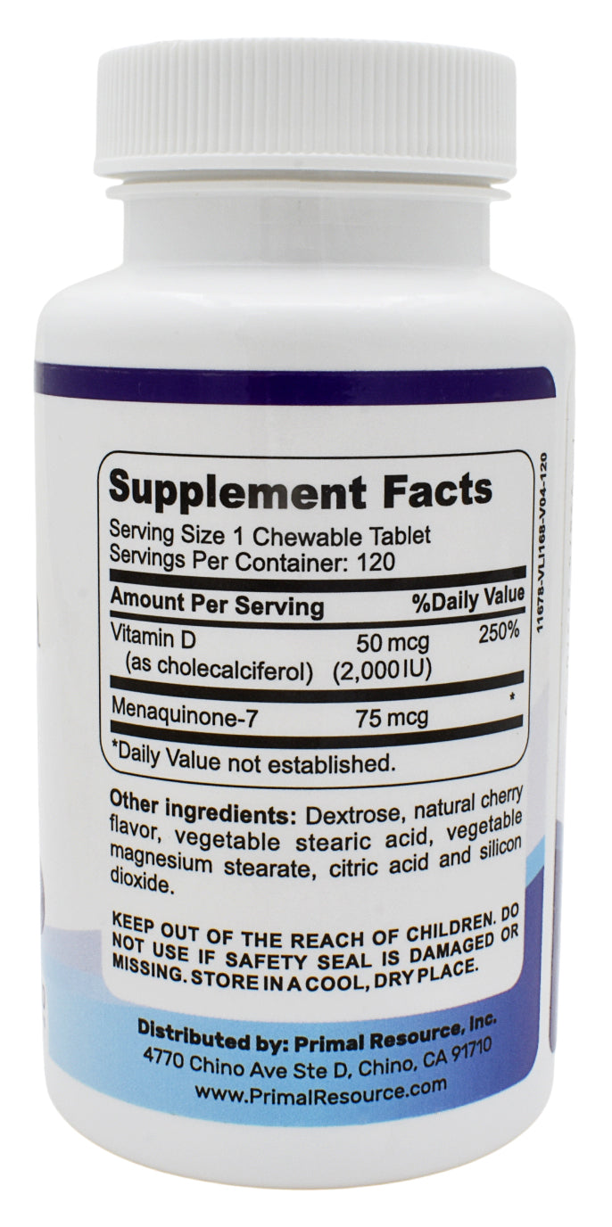 D3 + K2 Chewable Tablets – High Potency Bone, Heart & Immune Support – Calcium Absorption Formula with Vitamin K2 MK-7 – Delicious Chewable Supplement – Gluten-Free- 120ct USA
