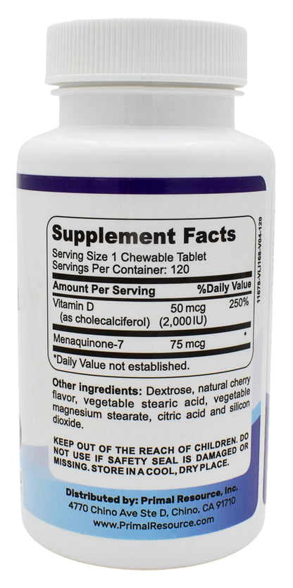 D3 + K2 Chewable Tablets – High Potency Bone, Heart & Immune Support – Calcium Absorption Formula with Vitamin K2 MK-7 – Delicious Chewable Supplement – Gluten-Free- 120ct USA