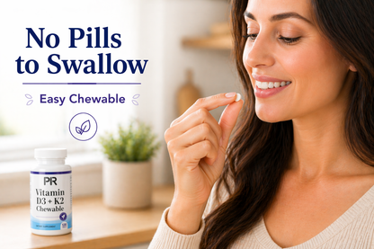 D3 + K2 Chewable Tablets – High Potency Bone, Heart & Immune Support – Calcium Absorption Formula with Vitamin K2 MK-7 – Delicious Chewable Supplement – Gluten-Free- 120ct USA