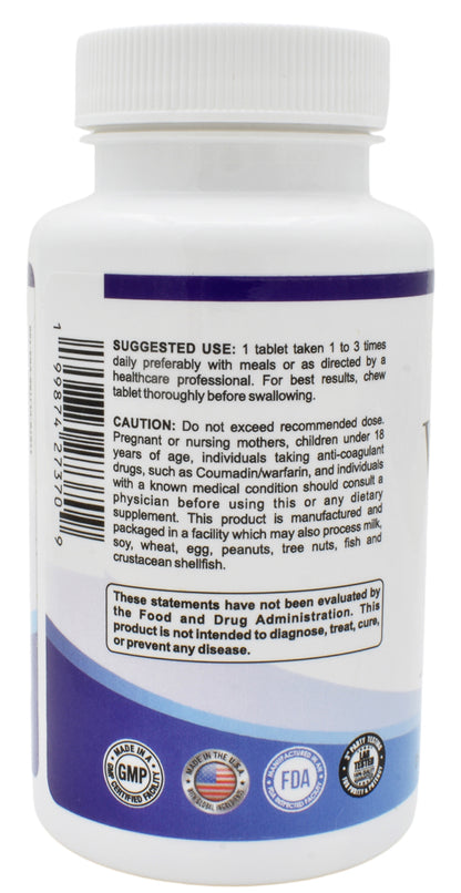 D3 + K2 Chewable Tablets – High Potency Bone, Heart & Immune Support – Calcium Absorption Formula with Vitamin K2 MK-7 – Delicious Chewable Supplement – Gluten-Free- 120ct USA